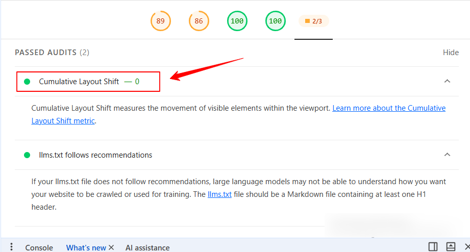 Cumulative Layout Shift (CLS) Test in Agentic Browsing
