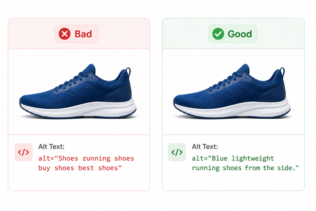 . Good vs bad alt text comparison