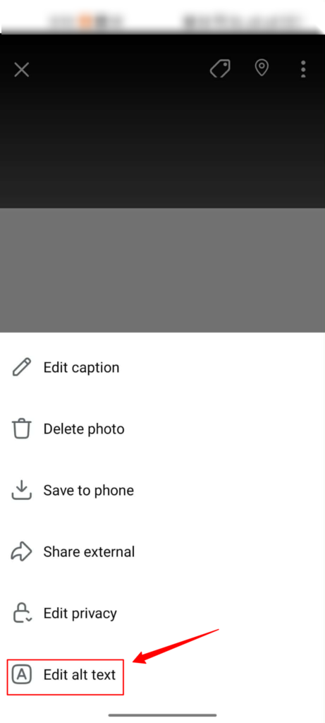 edit alt text on existing posts on mobile